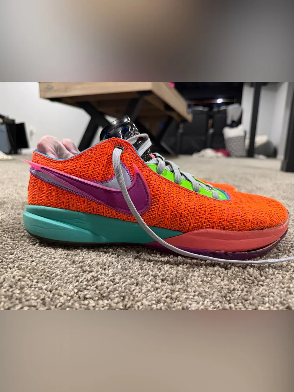 Lebron Nike Orange, Green & Purple basketball Shoes